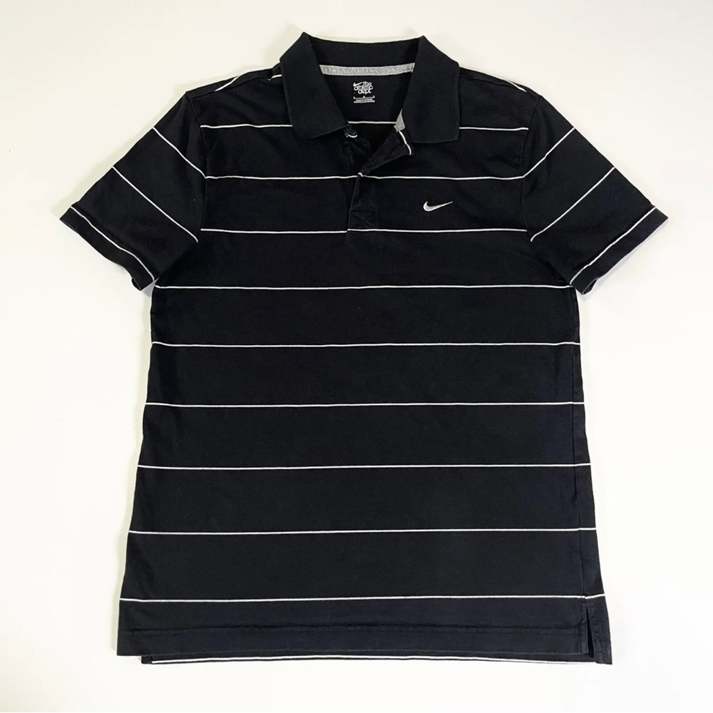 Nike Athletic Department Golf Polo Striped Black White Men’s Size Medium